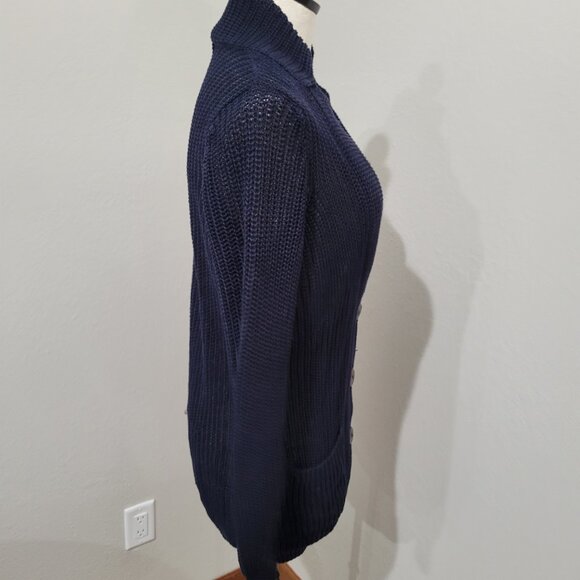 VINCE 100% Linen Cardigan sweater navy blue open knit size small - Picture 6 of 7